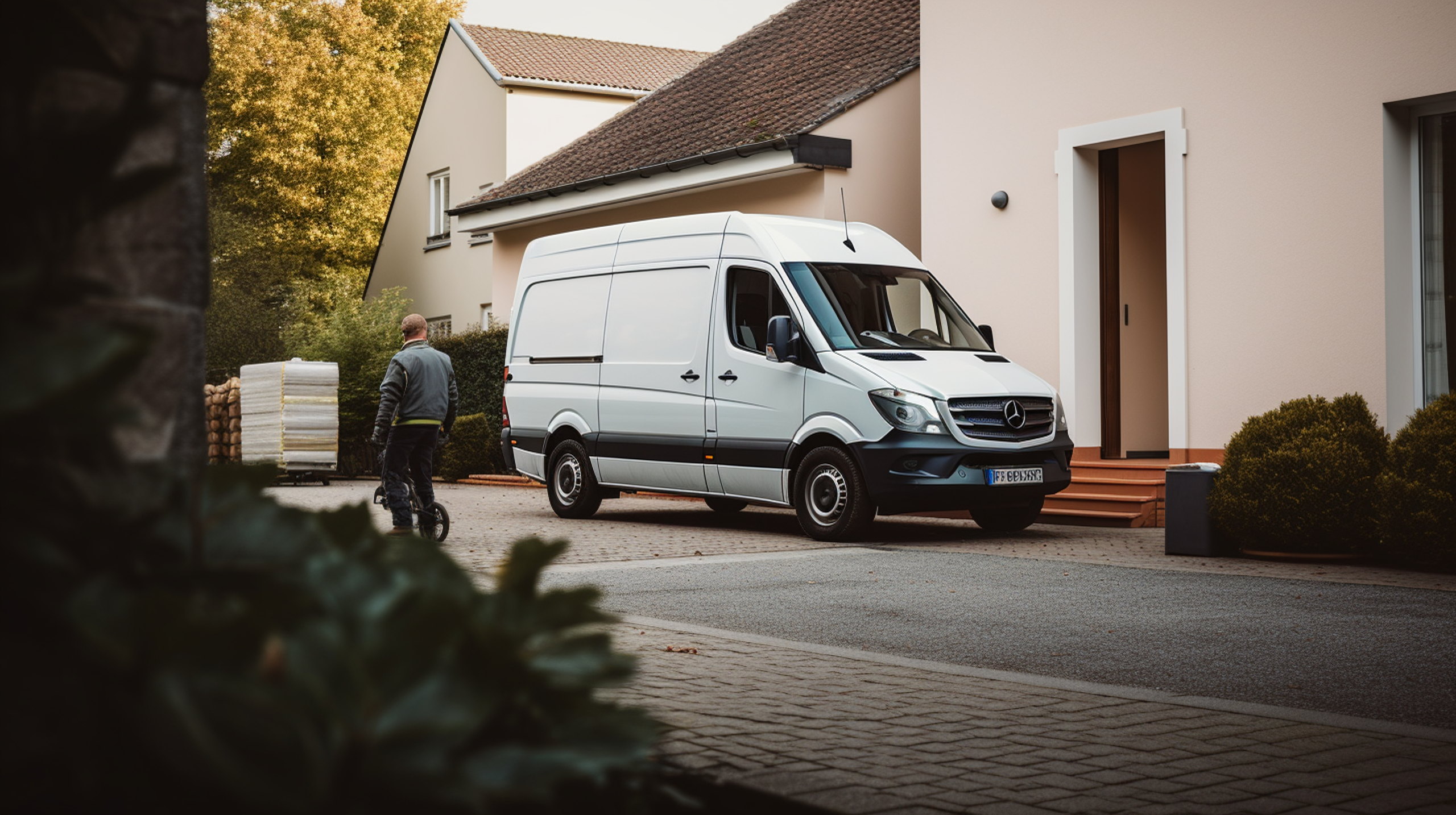 Lieferwagen bei der Auslieferung