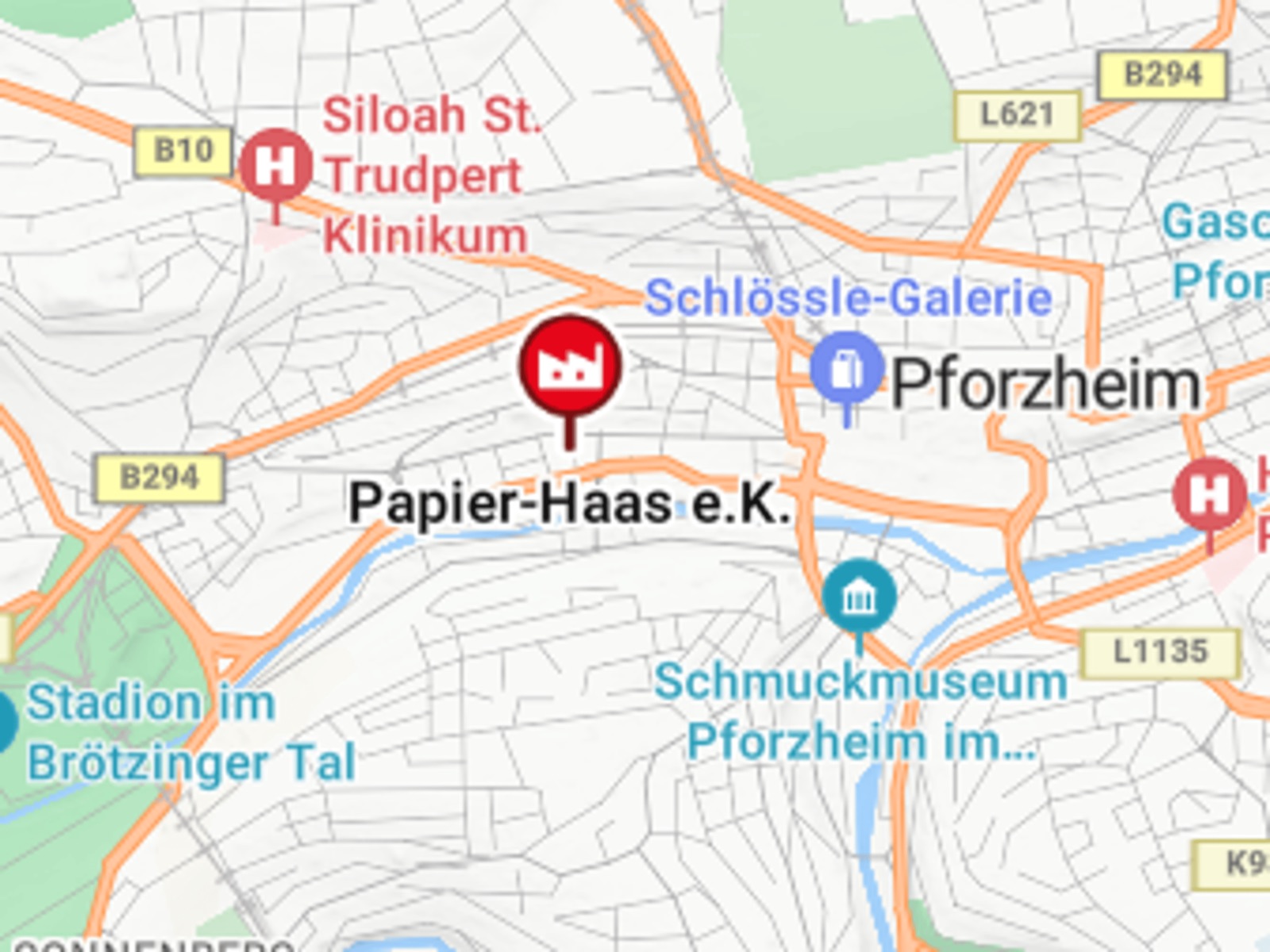 Karte: Standort Papier-Haas e.K. in Pforzheim